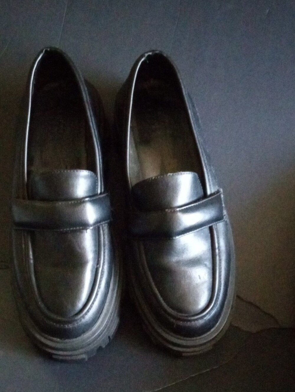 ASOS Black Chunky Lug-Sole Penny Loafers Size 10